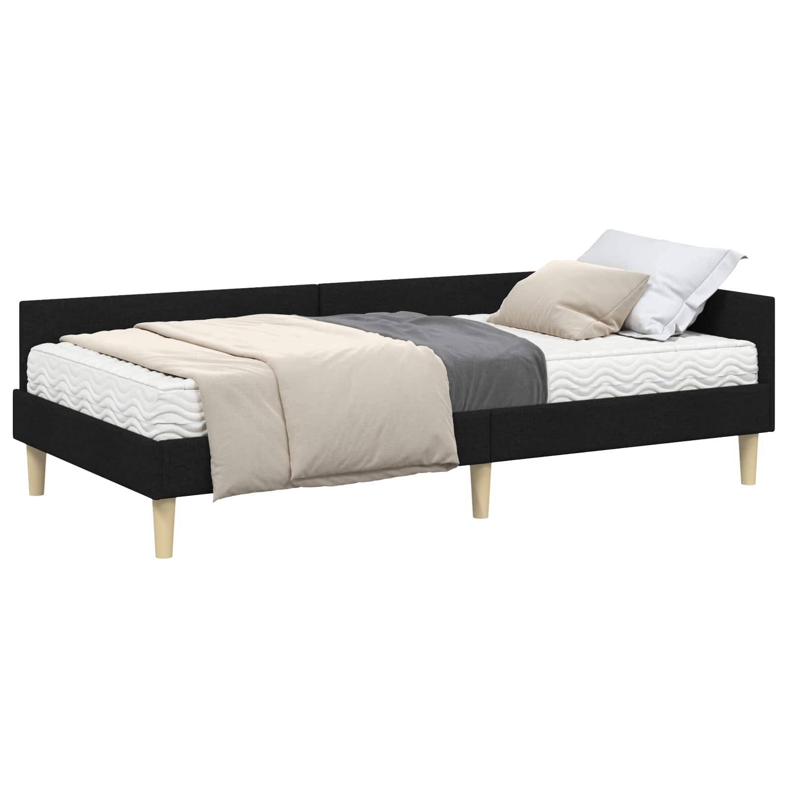 vidaXL Eckbettgestell mit Matratze mit Matratze 2 pcs Grün Stoff
