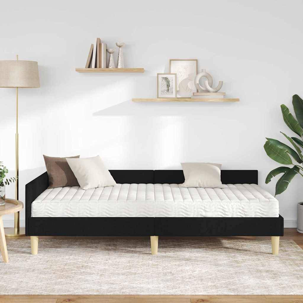 vidaXL Eckbettgestell mit Matratze mit Matratze 2 pcs Grün Stoff