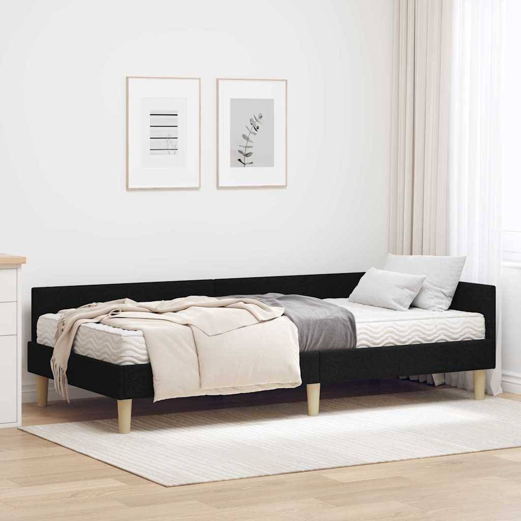 vidaXL Eckbettgestell mit Matratze mit Matratze 2 pcs Grün Stoff