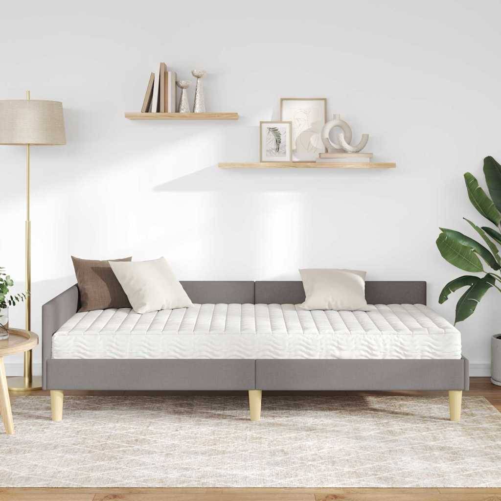vidaXL Eckbettgestell mit Matratze mit Matratze 2 pcs Taupe Stoff