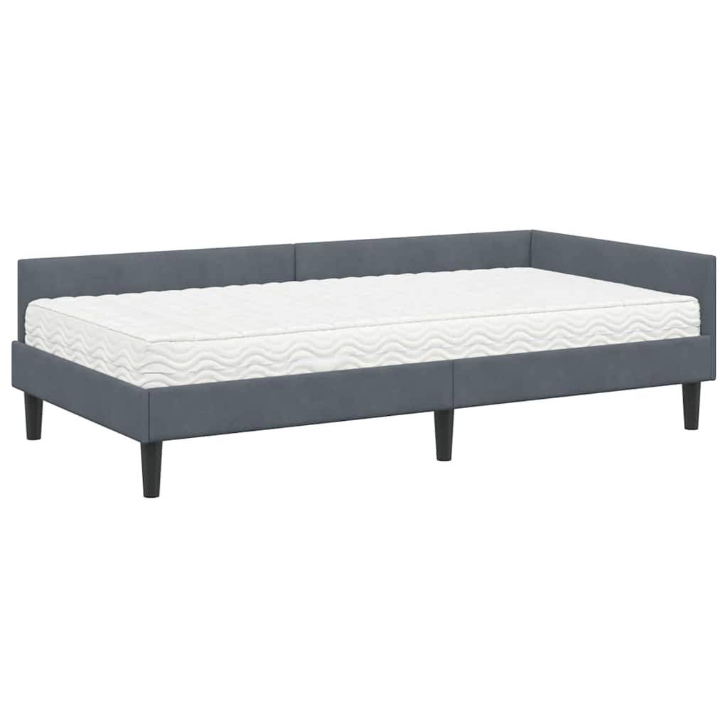 vidaXL Eckbettgestell mit Matratze Sonstiges 2 pcs Grau Samt