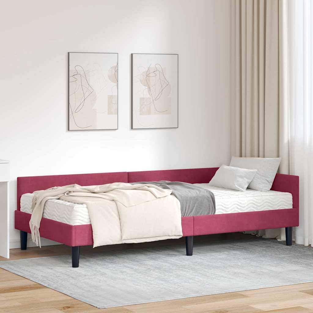 vidaXL Eckbettgestell mit Matratze Sonstiges 2 pcs Grün Samt