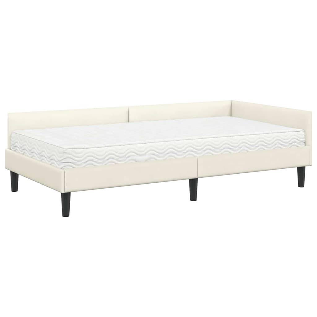 vidaXL Eckbettgestell mit Matratze Sonstiges 2 pcs Creme Samt