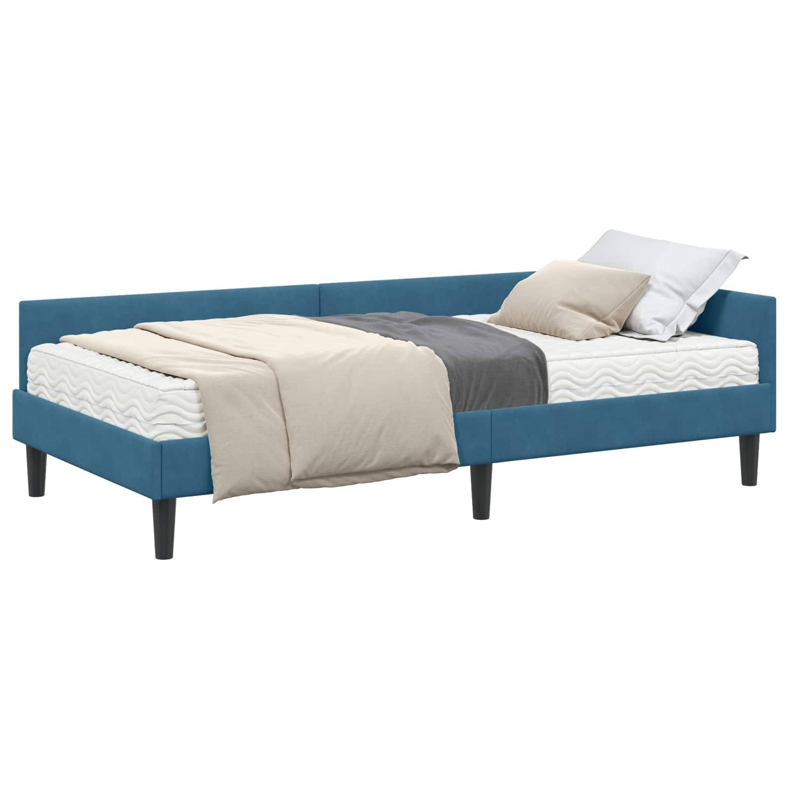 vidaXL Eckbettgestell mit Matratze Sonstiges 2 pcs Blau Samt
