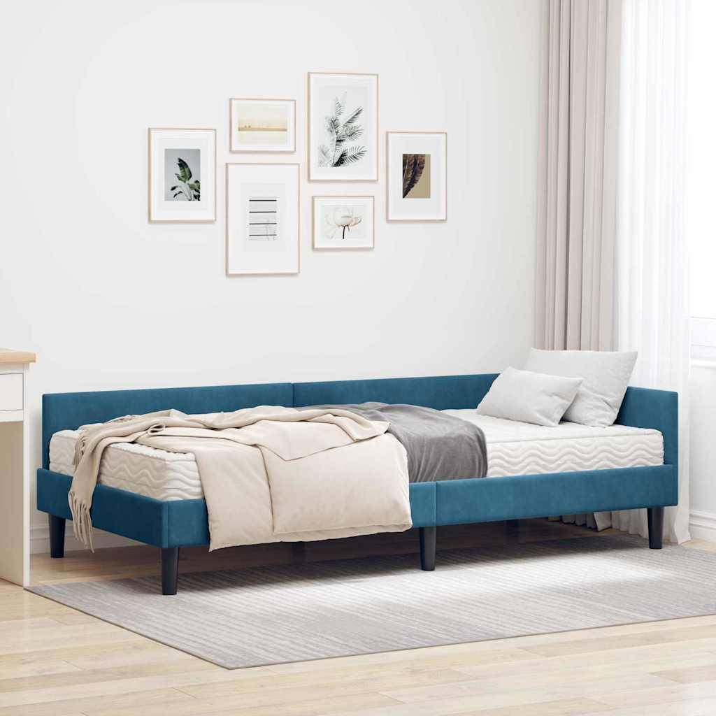 vidaXL Eckbettgestell mit Matratze Sonstiges 2 pcs Blau Samt