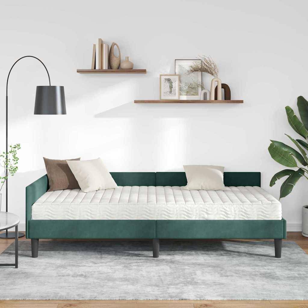 vidaXL Eckbettgestell mit Matratze Sonstiges 2 pcs Grün Samt