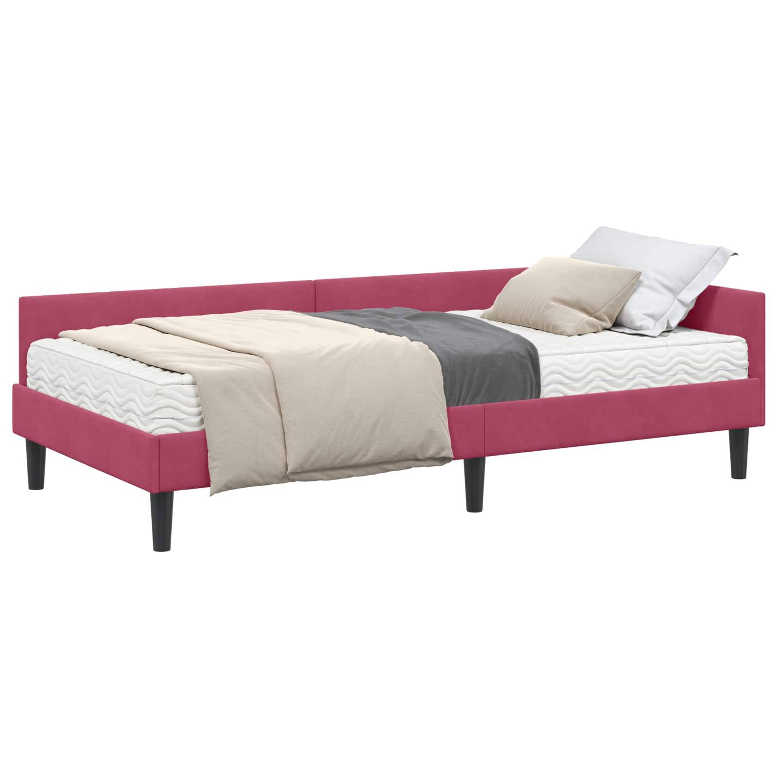 vidaXL Eckbettgestell mit Matratze Sonstiges 2 pcs Grün Samt