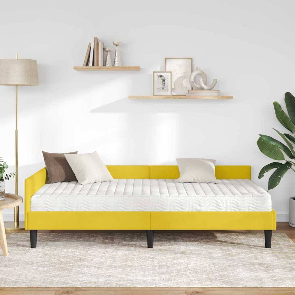 vidaXL Eckbettgestell mit Matratze Sonstiges 2 pcs Gelb Samt