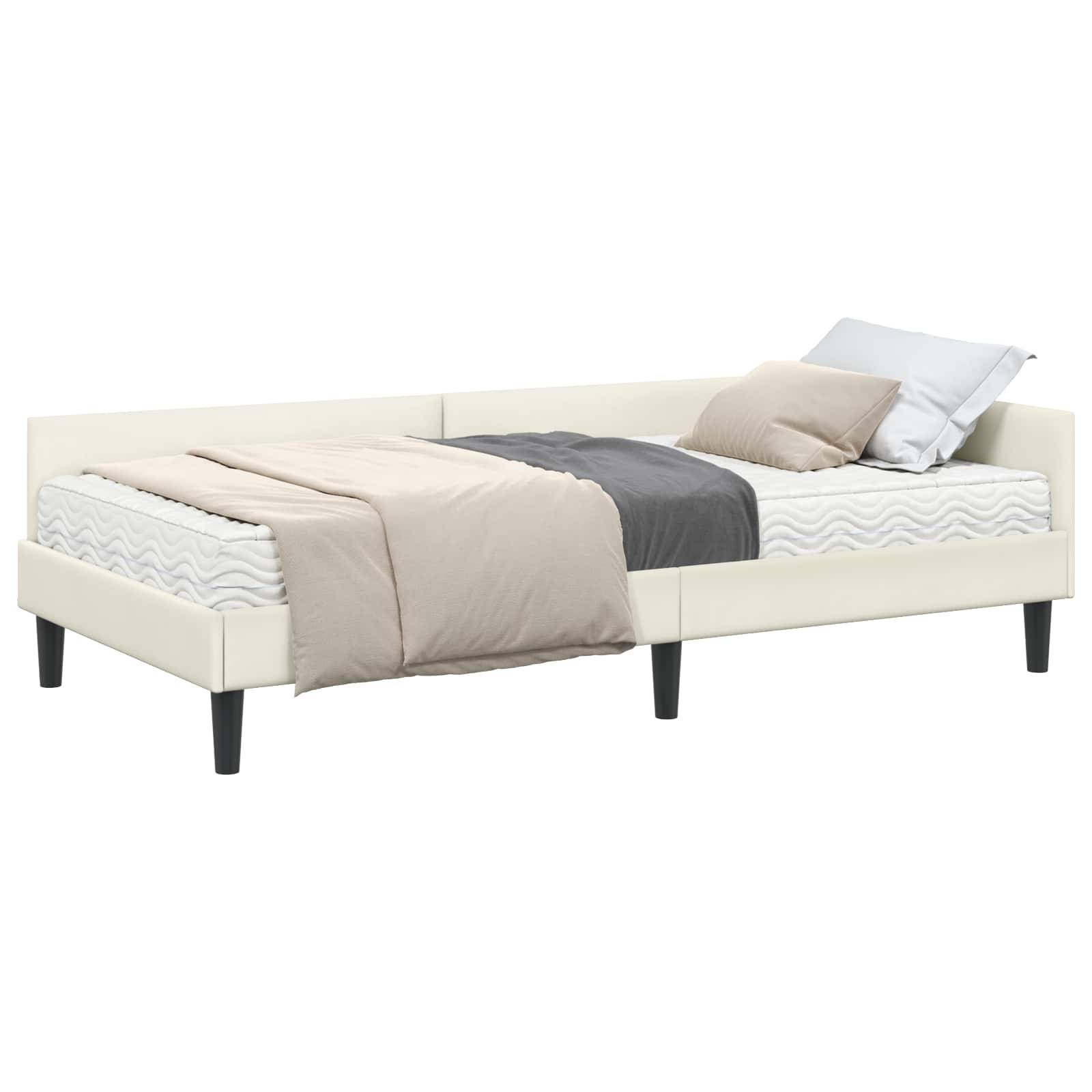 vidaXL Eckbettgestell mit Matratze Sonstiges 2 pcs Creme Samt