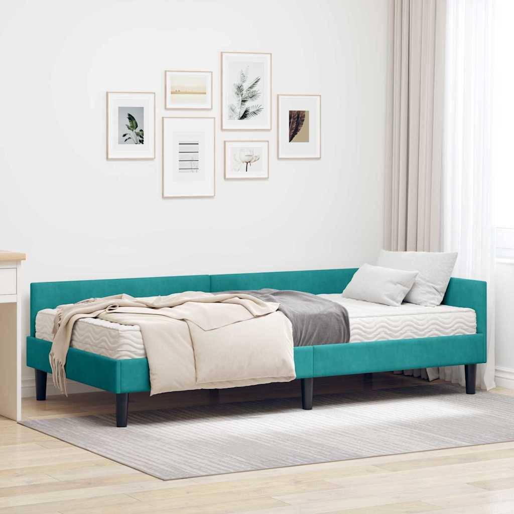 vidaXL Eckbettgestell mit Matratze Sonstiges 2 pcs Türkis Samt
