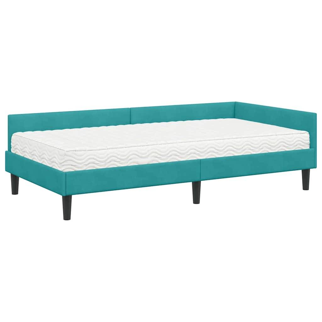 vidaXL Eckbettgestell mit Matratze Sonstiges 2 pcs Türkis Samt