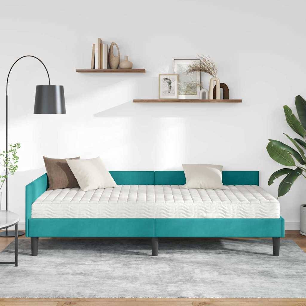 vidaXL Eckbettgestell mit Matratze Sonstiges 2 pcs Türkis Samt