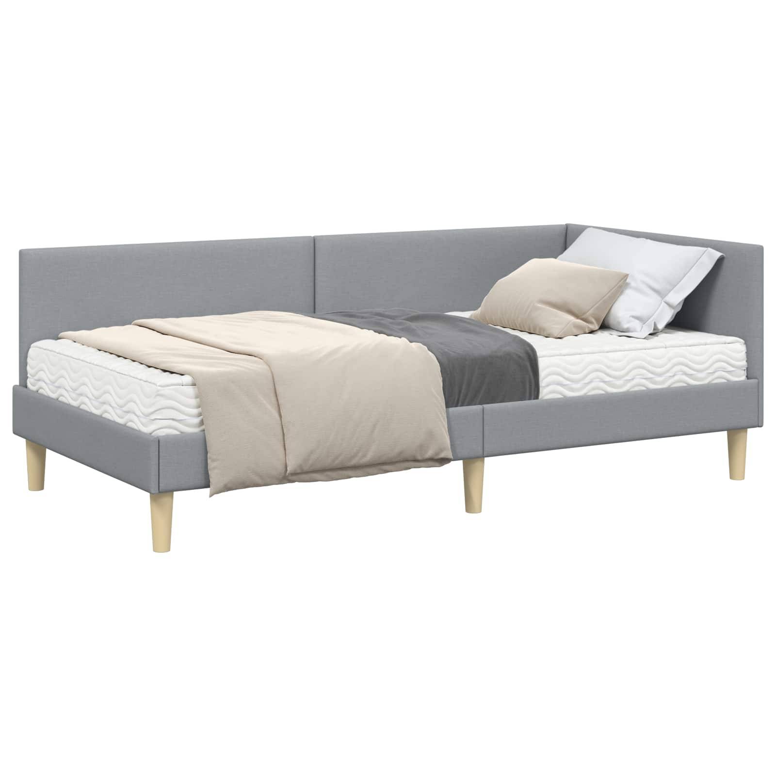 vidaXL Eckbettgestell mit Matratze Sonstiges 2 pcs Hellgrau Stoff