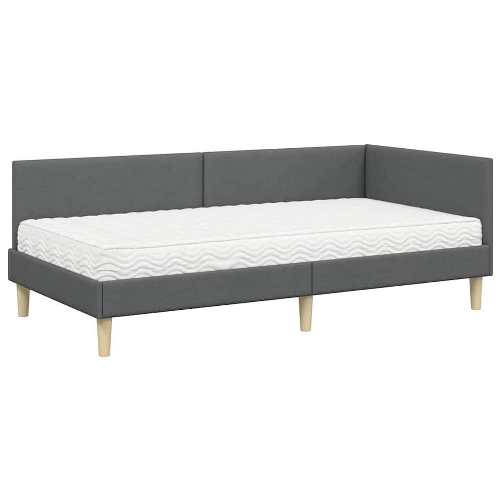 vidaXL Eckbettgestell mit Matratze Sonstiges 2 pcs Grau Stoff
