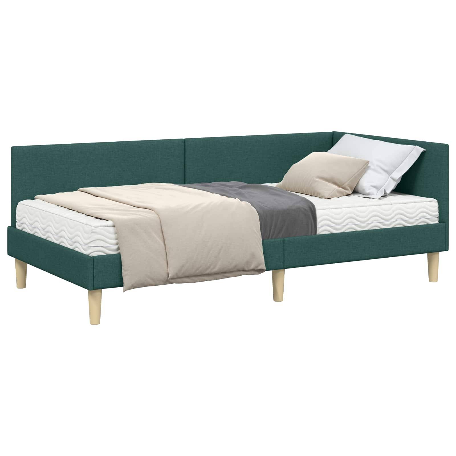 vidaXL Eckbettgestell mit Matratze Sonstiges 2 pcs Grün Stoff