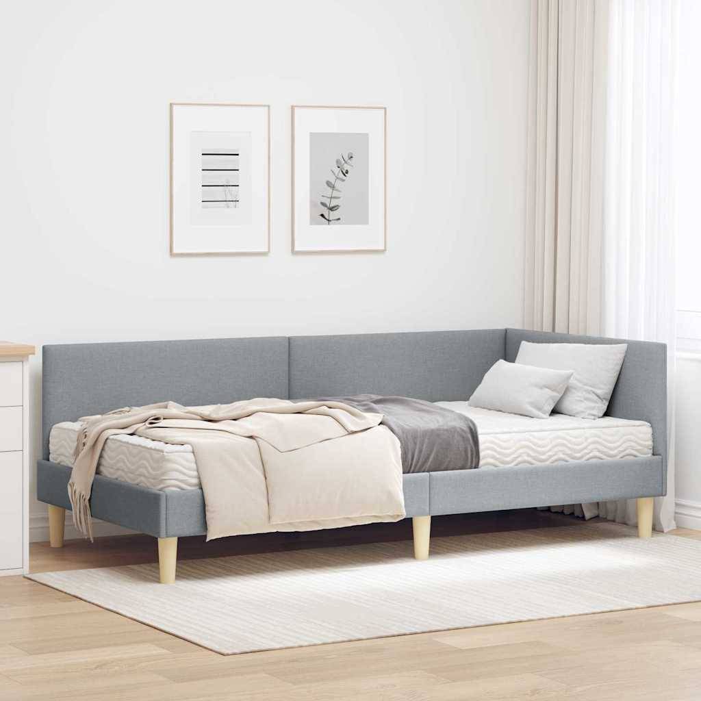 vidaXL Eckbettgestell mit Matratze Sonstiges 2 pcs Hellgrau Stoff
