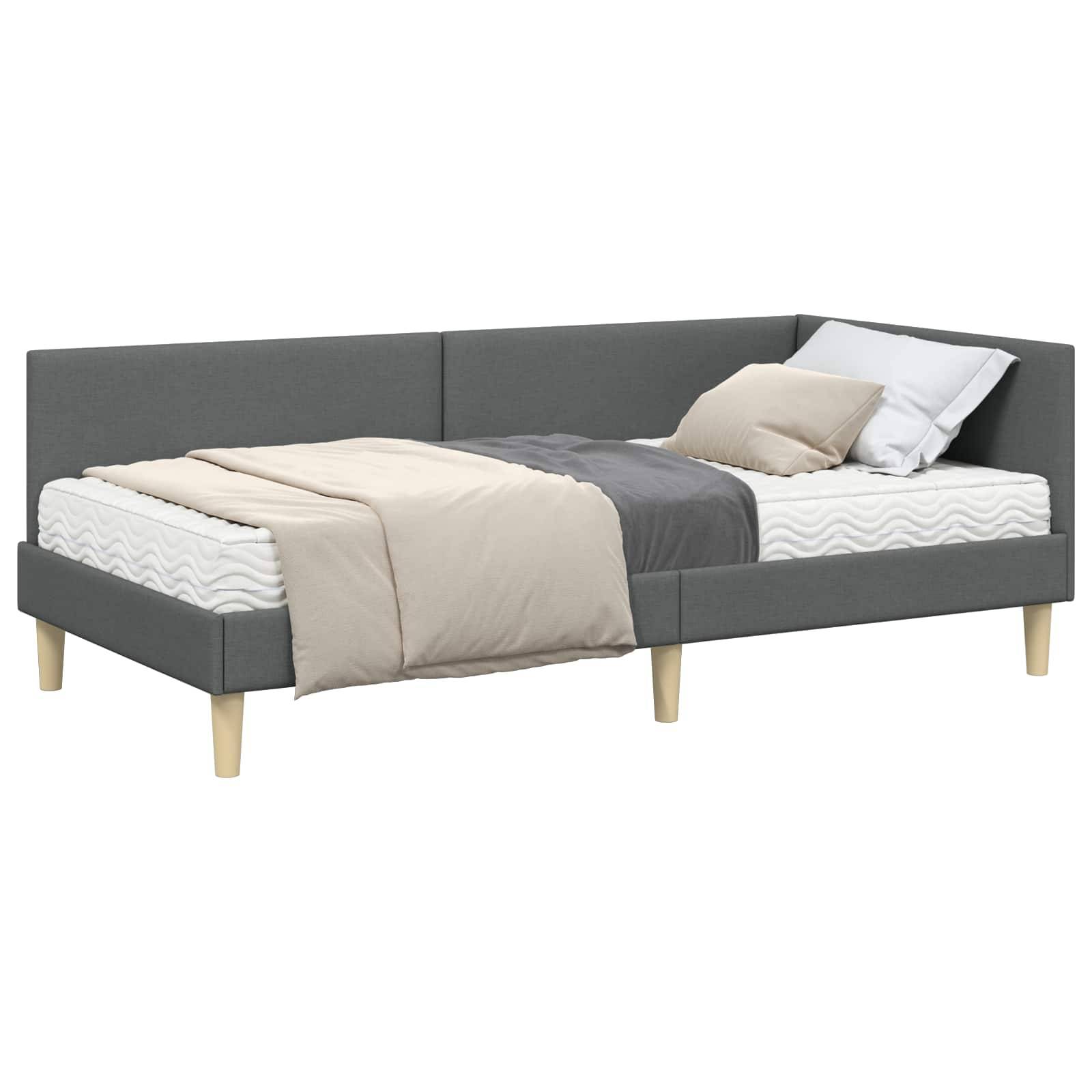 vidaXL Eckbettgestell mit Matratze Sonstiges 2 pcs Grau Stoff