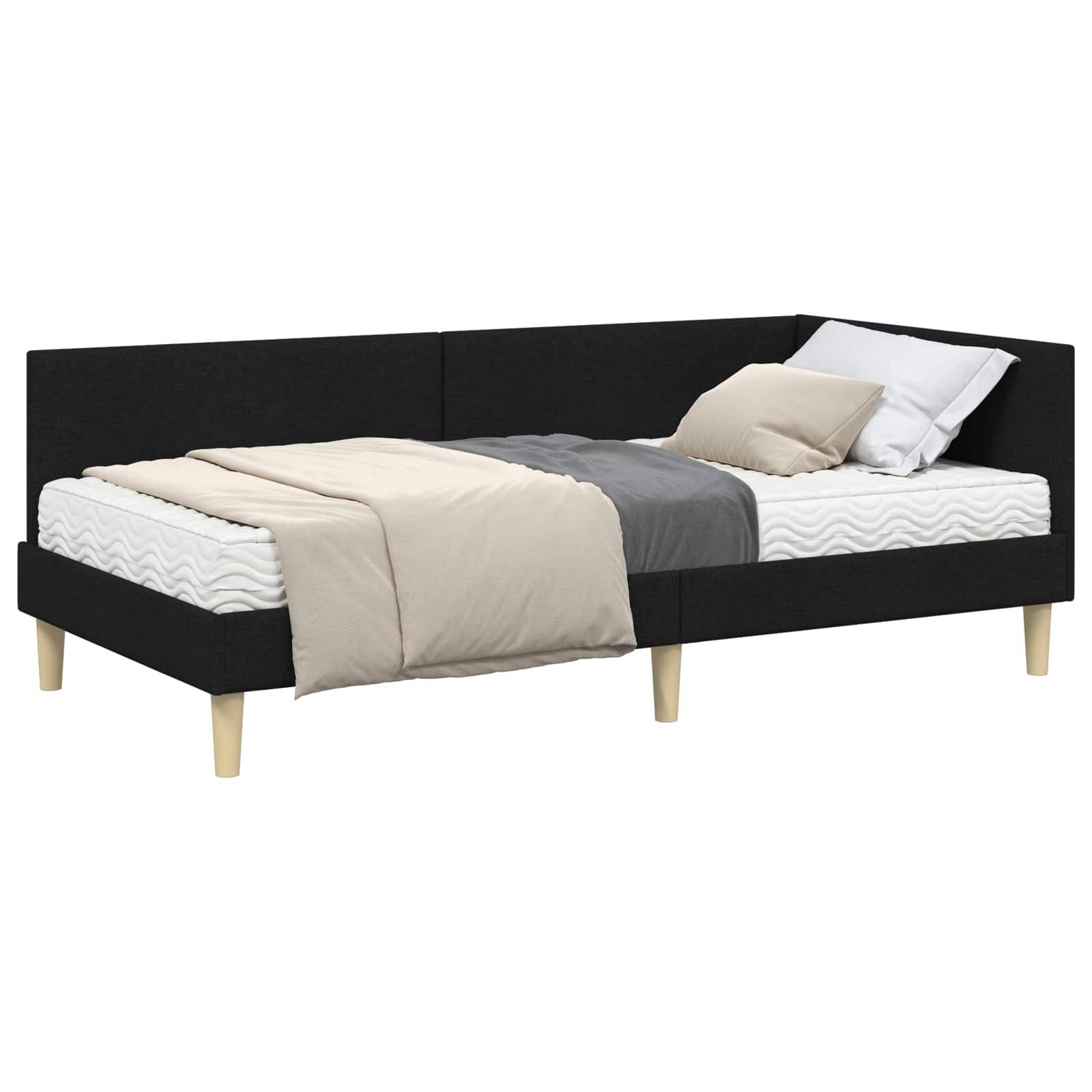 vidaXL Eckbettgestell mit Matratze Sonstiges 2 pcs Grün Stoff