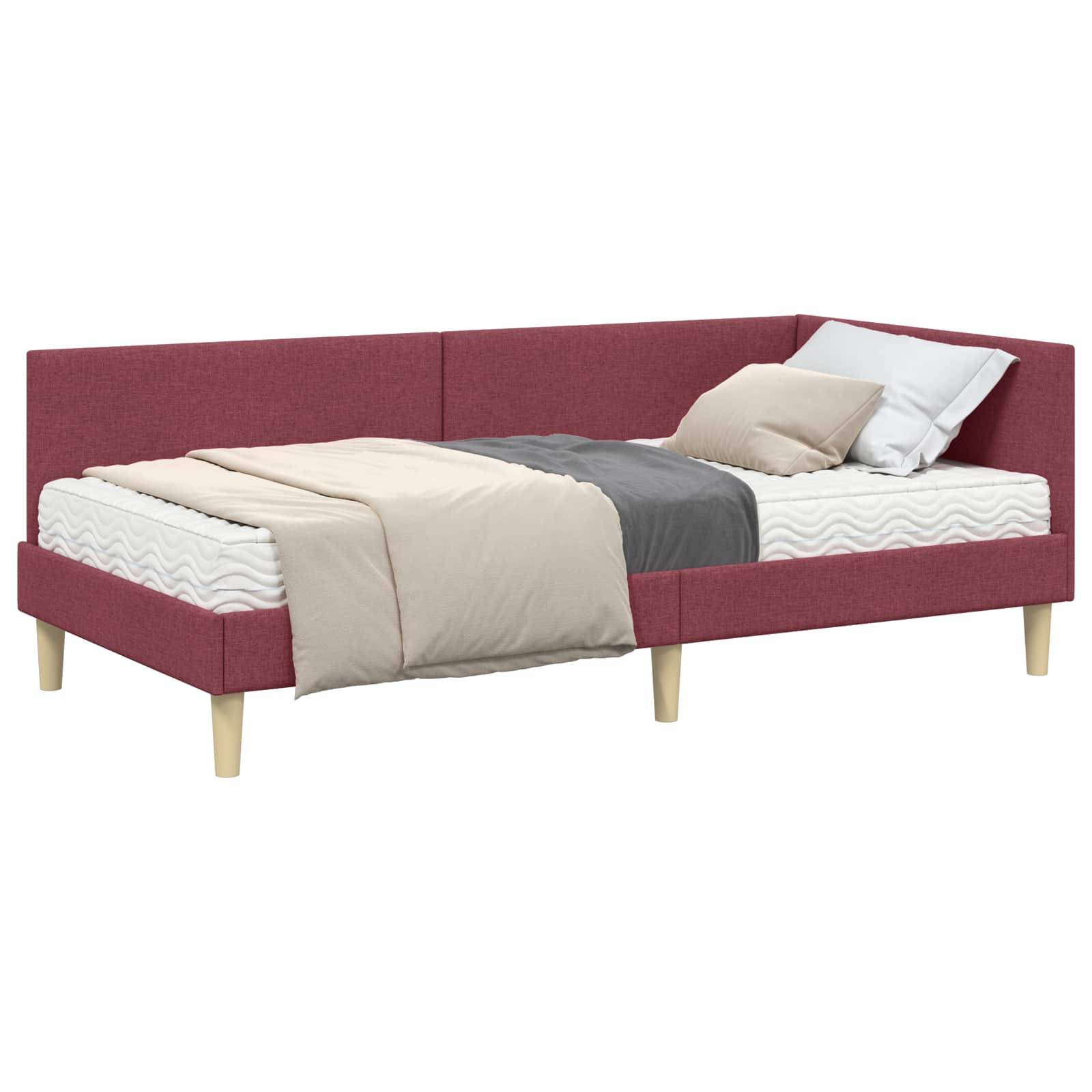 vidaXL Eckbettgestell mit Matratze Sonstiges 2 pcs Grau Stoff