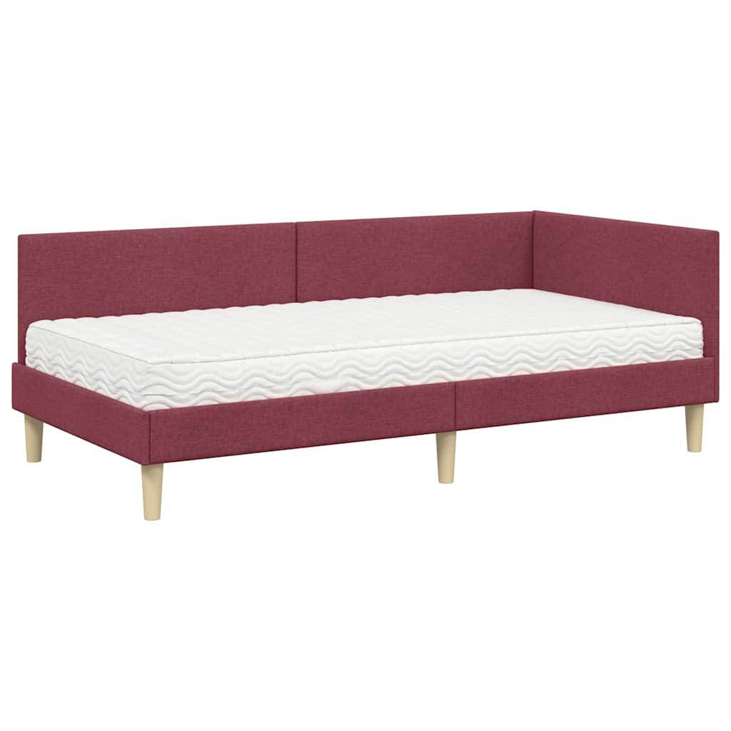 vidaXL Eckbettgestell mit Matratze Sonstiges 2 pcs Grau Stoff
