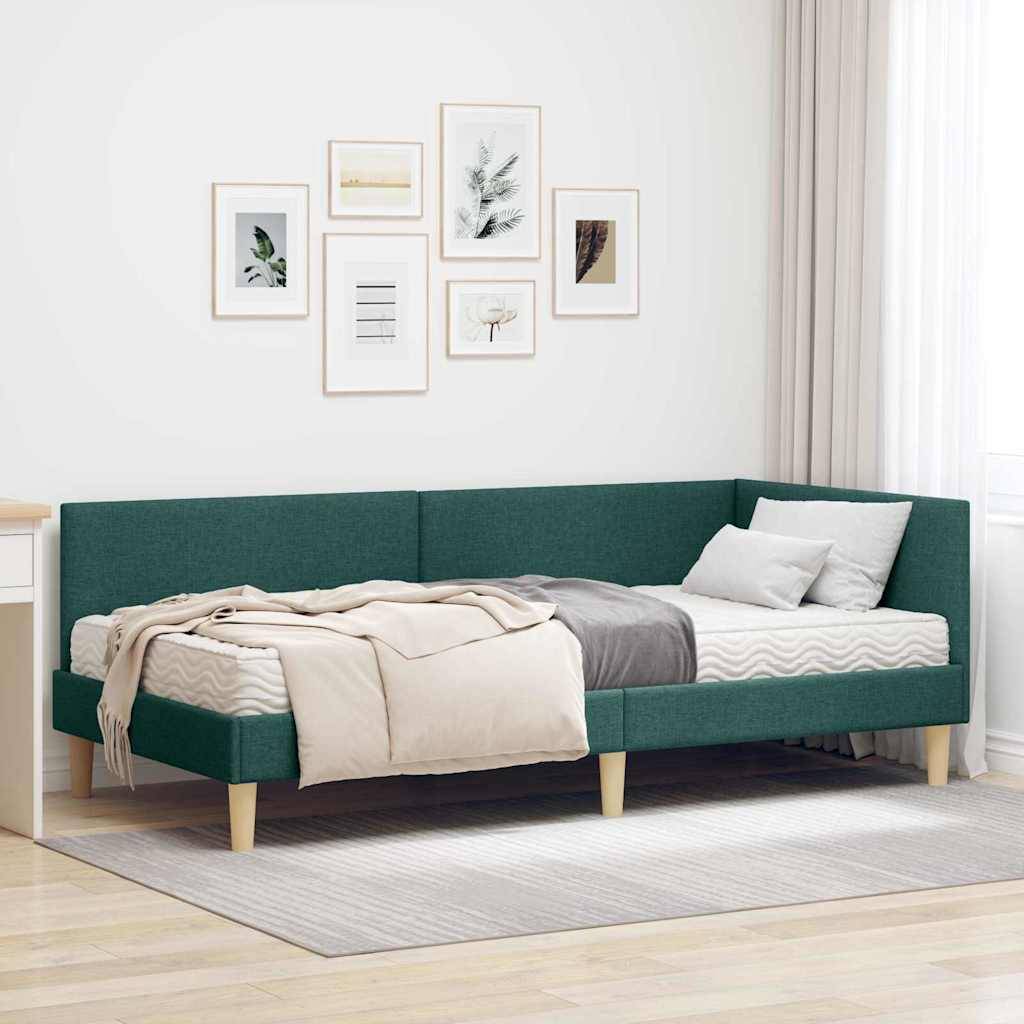 vidaXL Eckbettgestell mit Matratze Sonstiges 2 pcs Grün Stoff