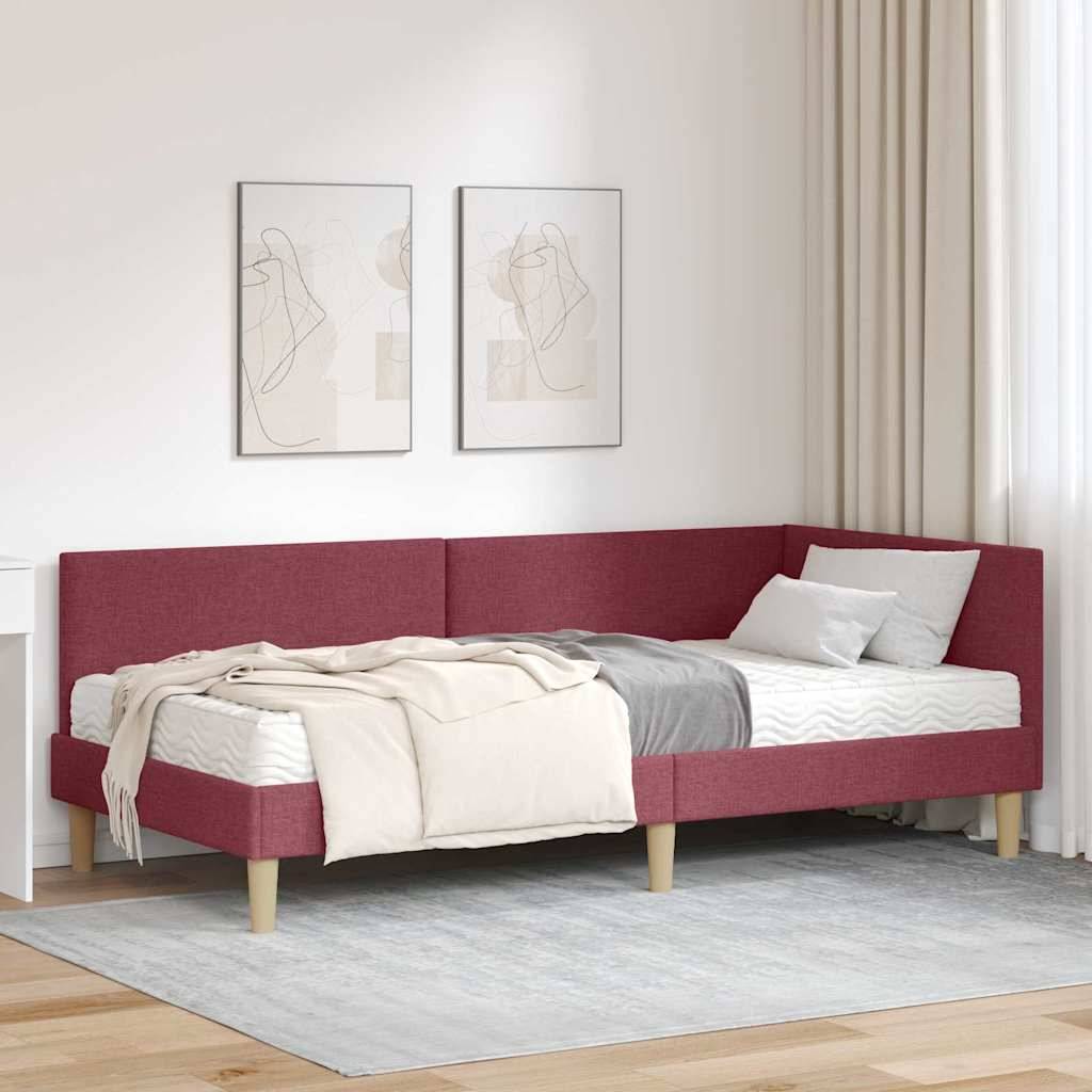 vidaXL Eckbettgestell mit Matratze Sonstiges 2 pcs Grau Stoff
