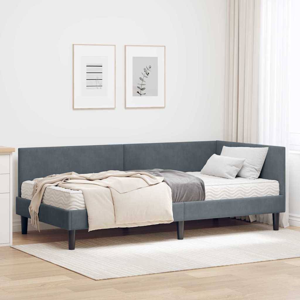 vidaXL Eckbettgestell mit Matratze Sonstiges 2 pcs Grau Samt
