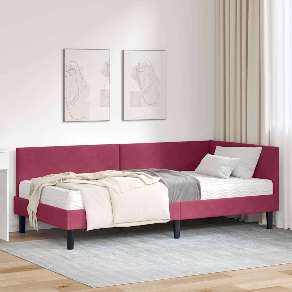 vidaXL Eckbettgestell mit Matratze Sonstiges 2 pcs Grün Samt