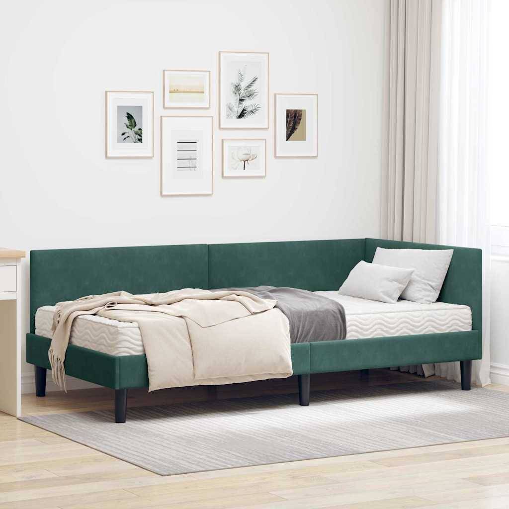 vidaXL Eckbettgestell mit Matratze Sonstiges 2 pcs Grün Samt