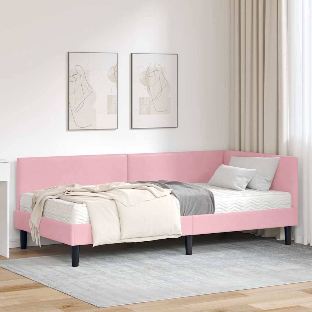 vidaXL Eckbettgestell mit Matratze Sonstiges 2 pcs Grau Samt
