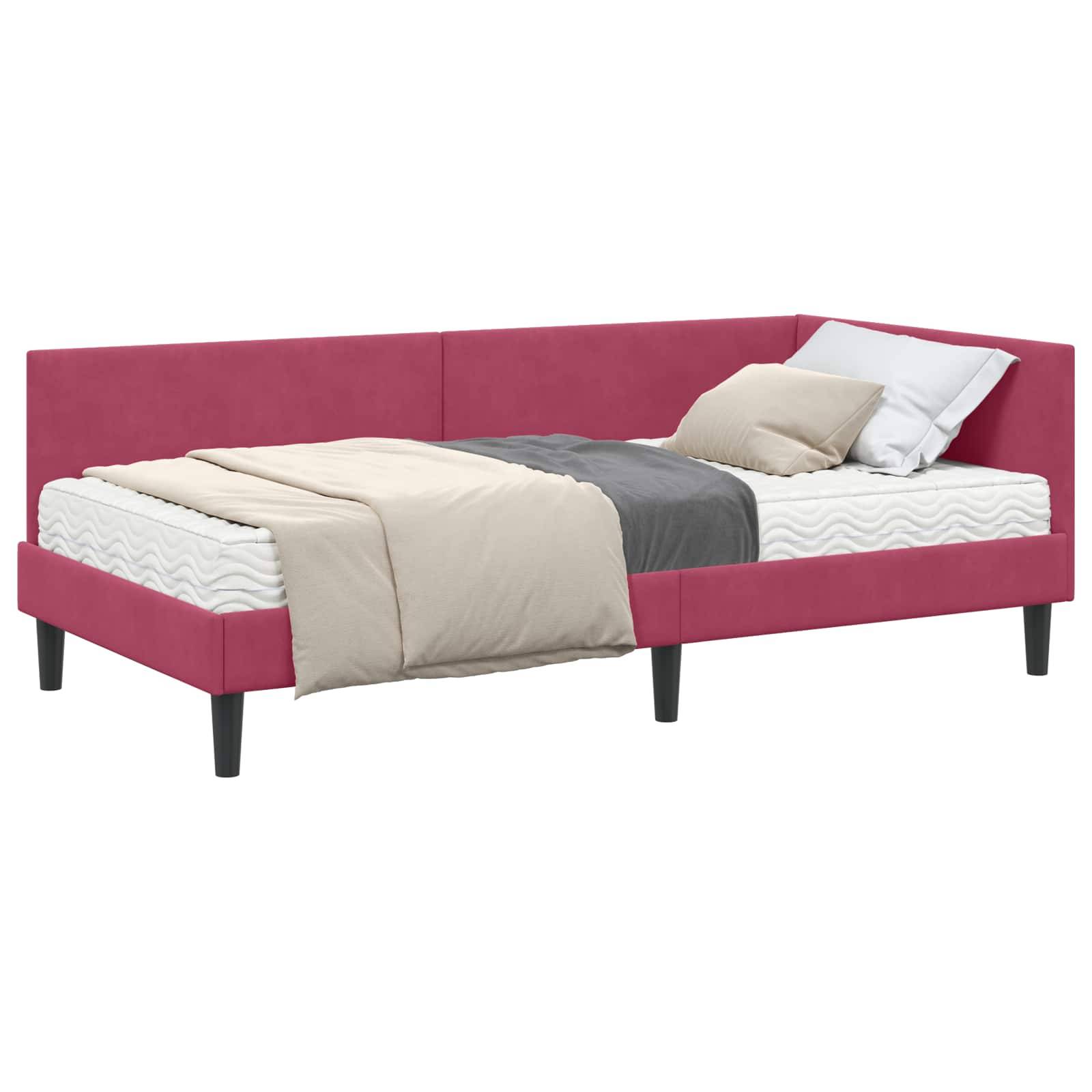 vidaXL Eckbettgestell mit Matratze Sonstiges 2 pcs Grün Samt