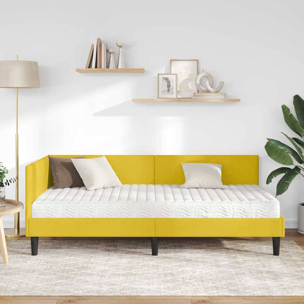 vidaXL Eckbettgestell mit Matratze Sonstiges 2 pcs Gelb Samt