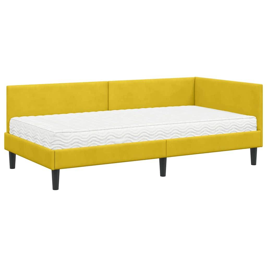 vidaXL Eckbettgestell mit Matratze Sonstiges 2 pcs Gelb Samt