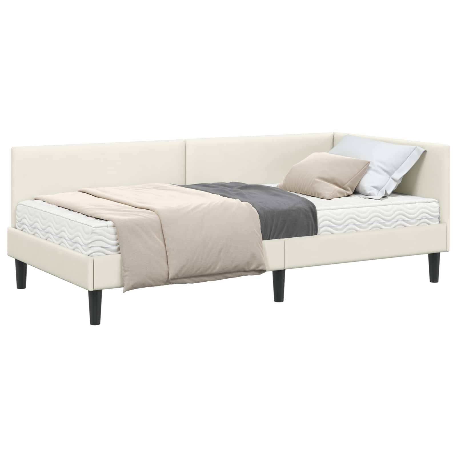 vidaXL Eckbettgestell mit Matratze Sonstiges 2 pcs Creme Samt