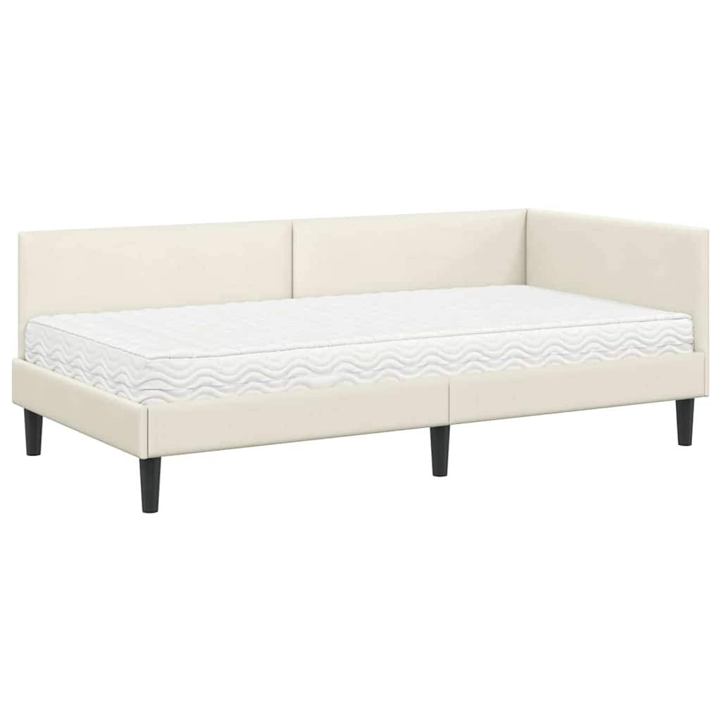 vidaXL Eckbettgestell mit Matratze Sonstiges 2 pcs Creme Samt