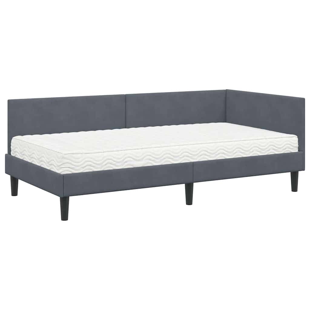vidaXL Eckbettgestell mit Matratze Sonstiges 2 pcs Grau Samt