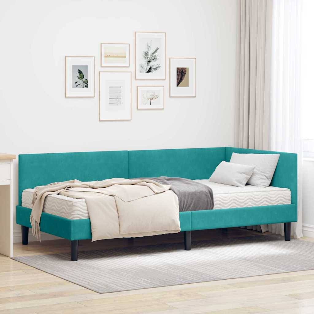 vidaXL Eckbettgestell mit Matratze Sonstiges 2 pcs Türkis Samt
