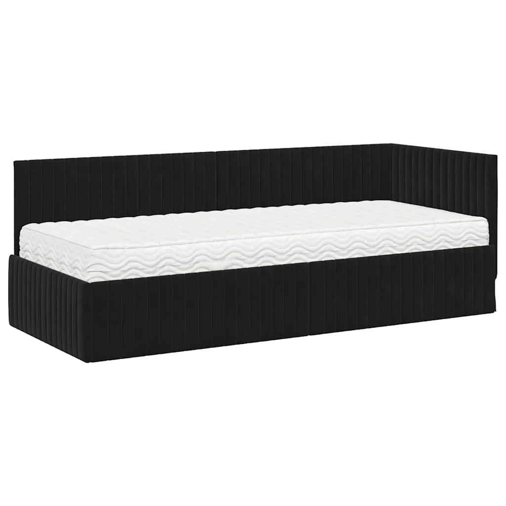 vidaXL Eckbettgestell mit Matratze mit Kopfteil 2 pcs Schwarz Samt