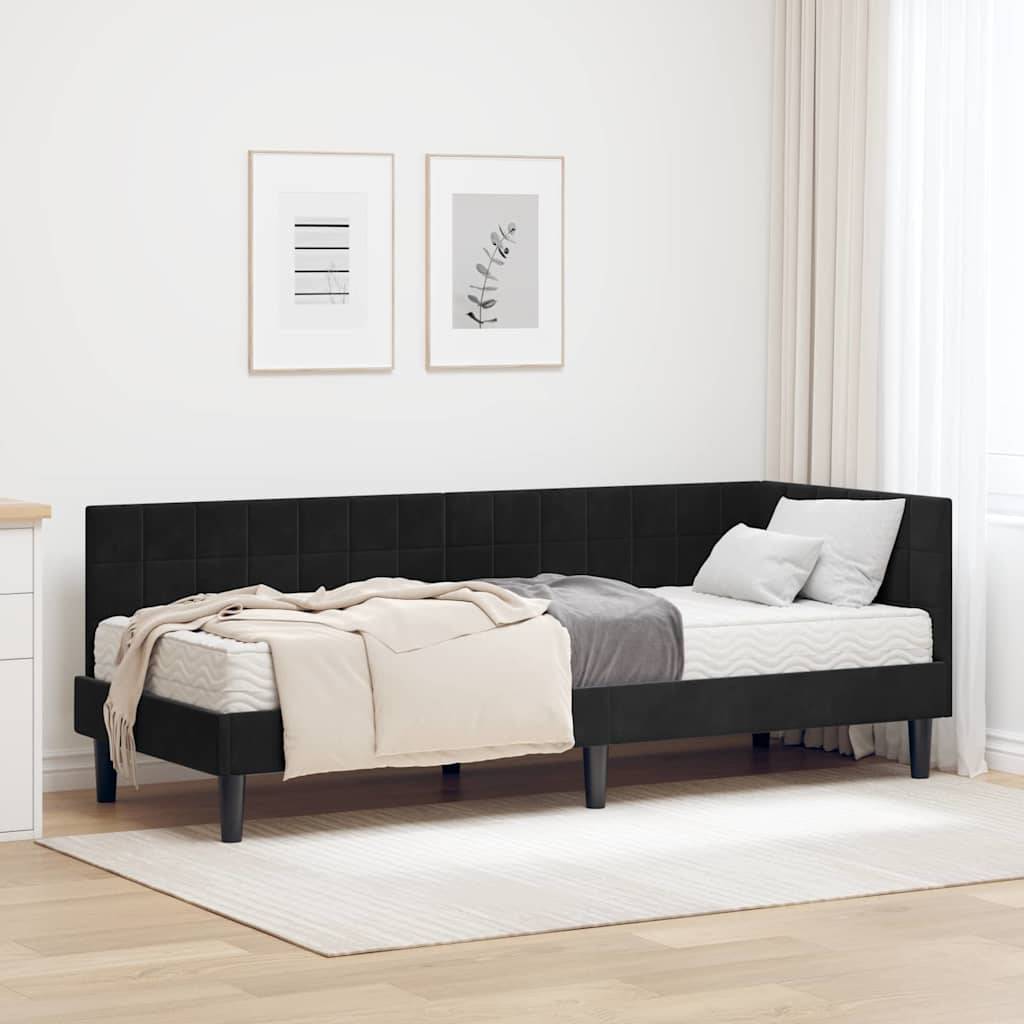 vidaXL Eckbettgestell mit Matratze mit Kopfteil 2 pcs Schwarz Samt
