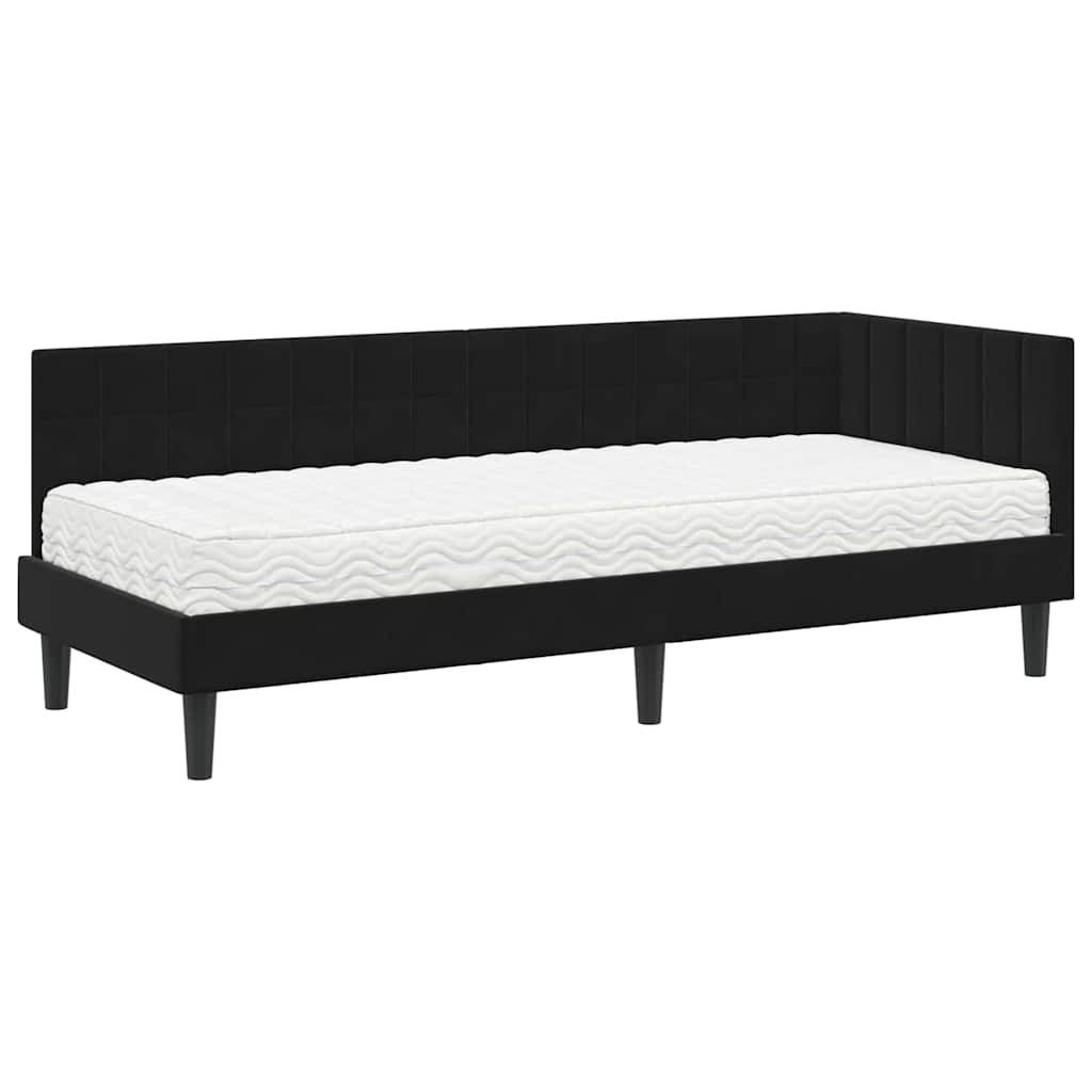 vidaXL Eckbettgestell mit Matratze mit Kopfteil 2 pcs Schwarz Samt