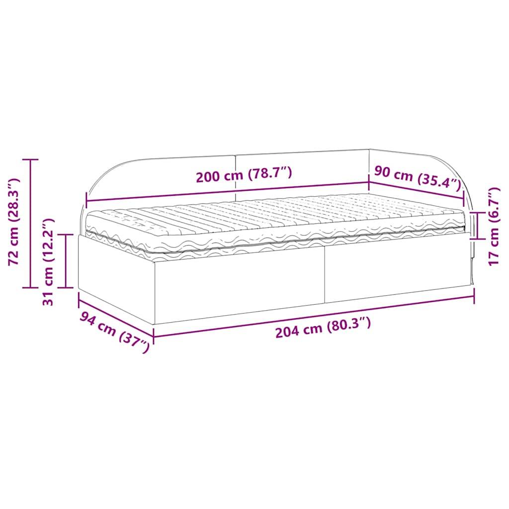 Tagesbett-Abmessungen: Länge 204 cm (80,3