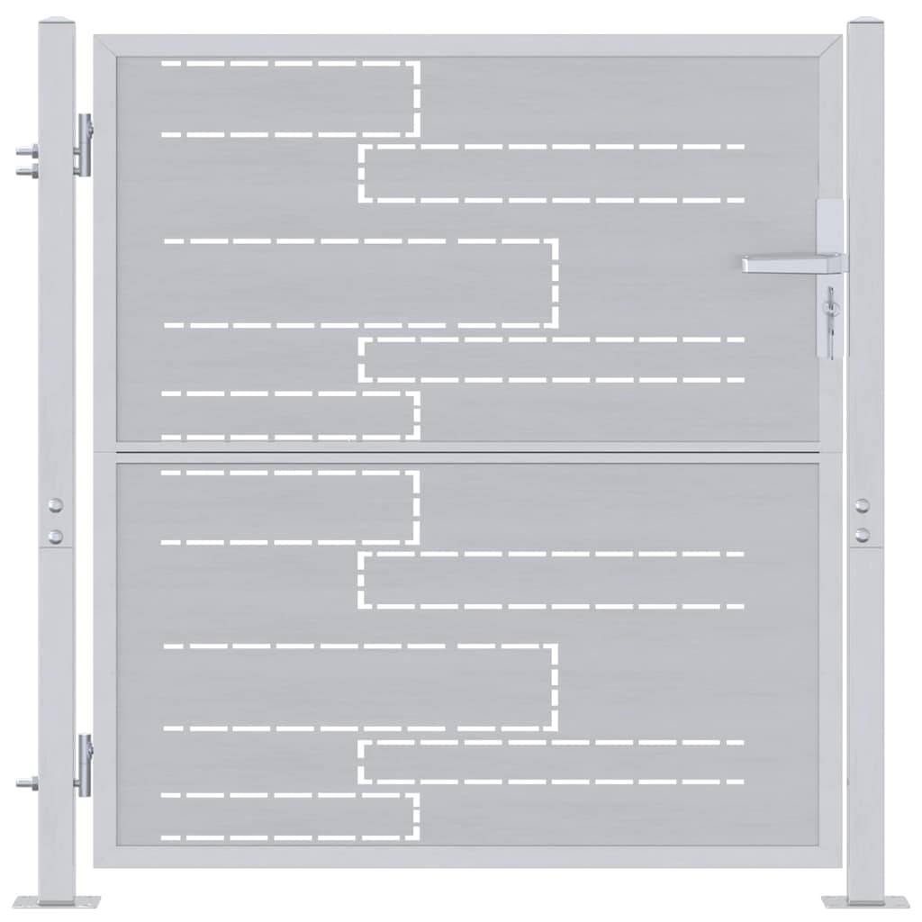 vidaXL Gartentor mit Schloss Silber 85 x 97 cm Edelstahl