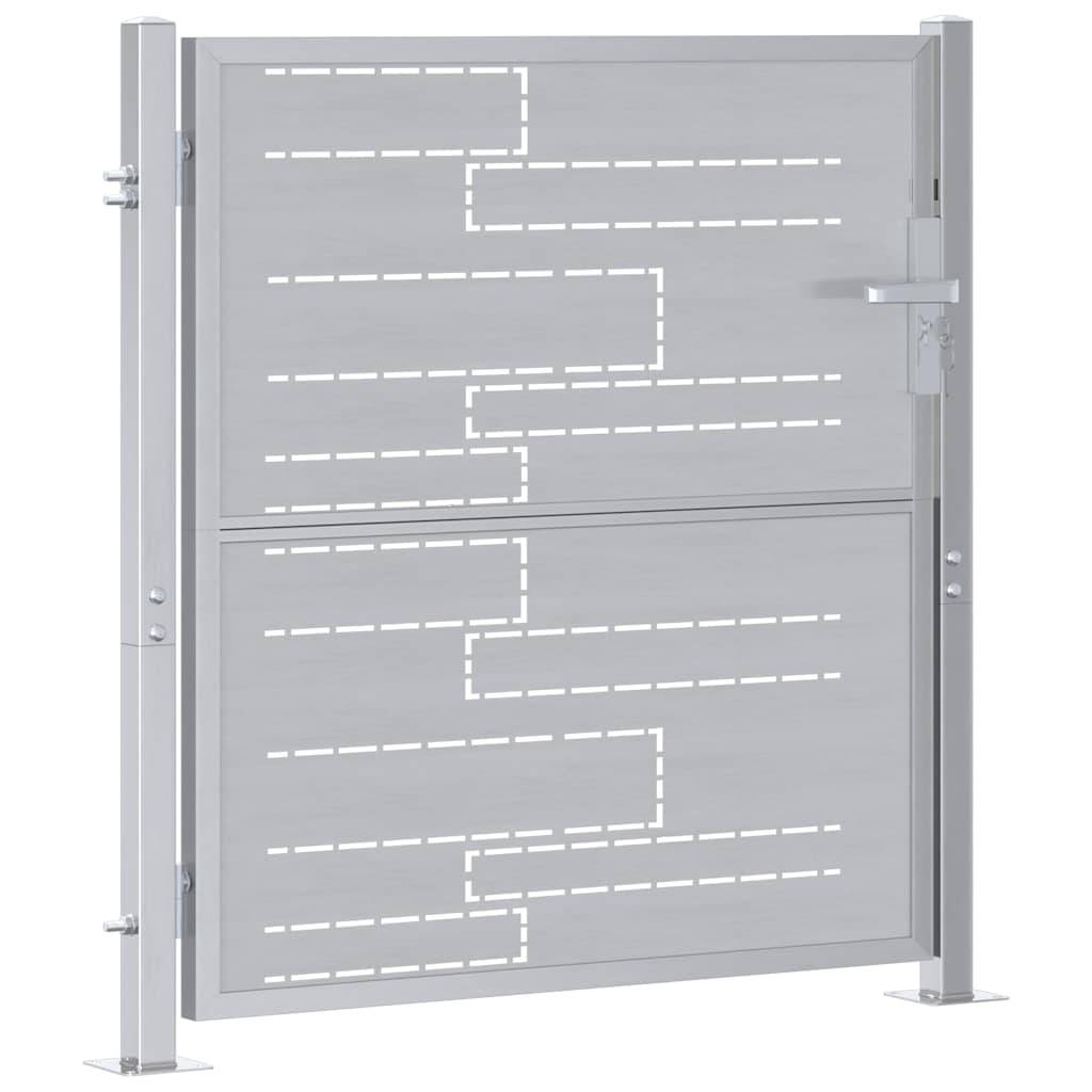 vidaXL Gartentor mit Schloss Silber 85 x 97 cm Edelstahl