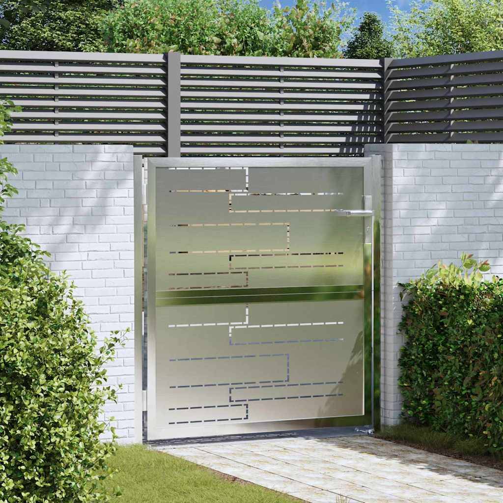 vidaXL Gartentor mit Schloss Silber 85 x 97 cm Edelstahl