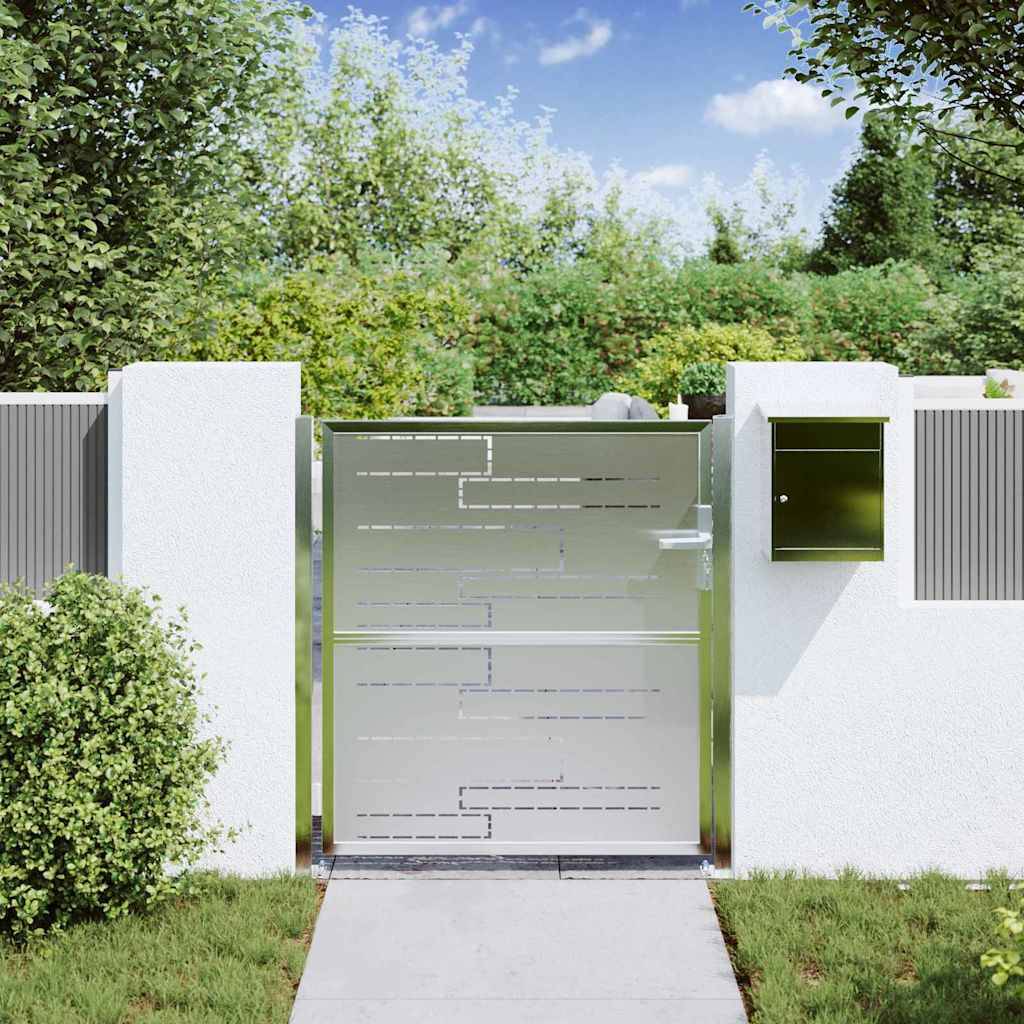 vidaXL Gartentor mit Schloss Silber 85 x 97 cm Edelstahl