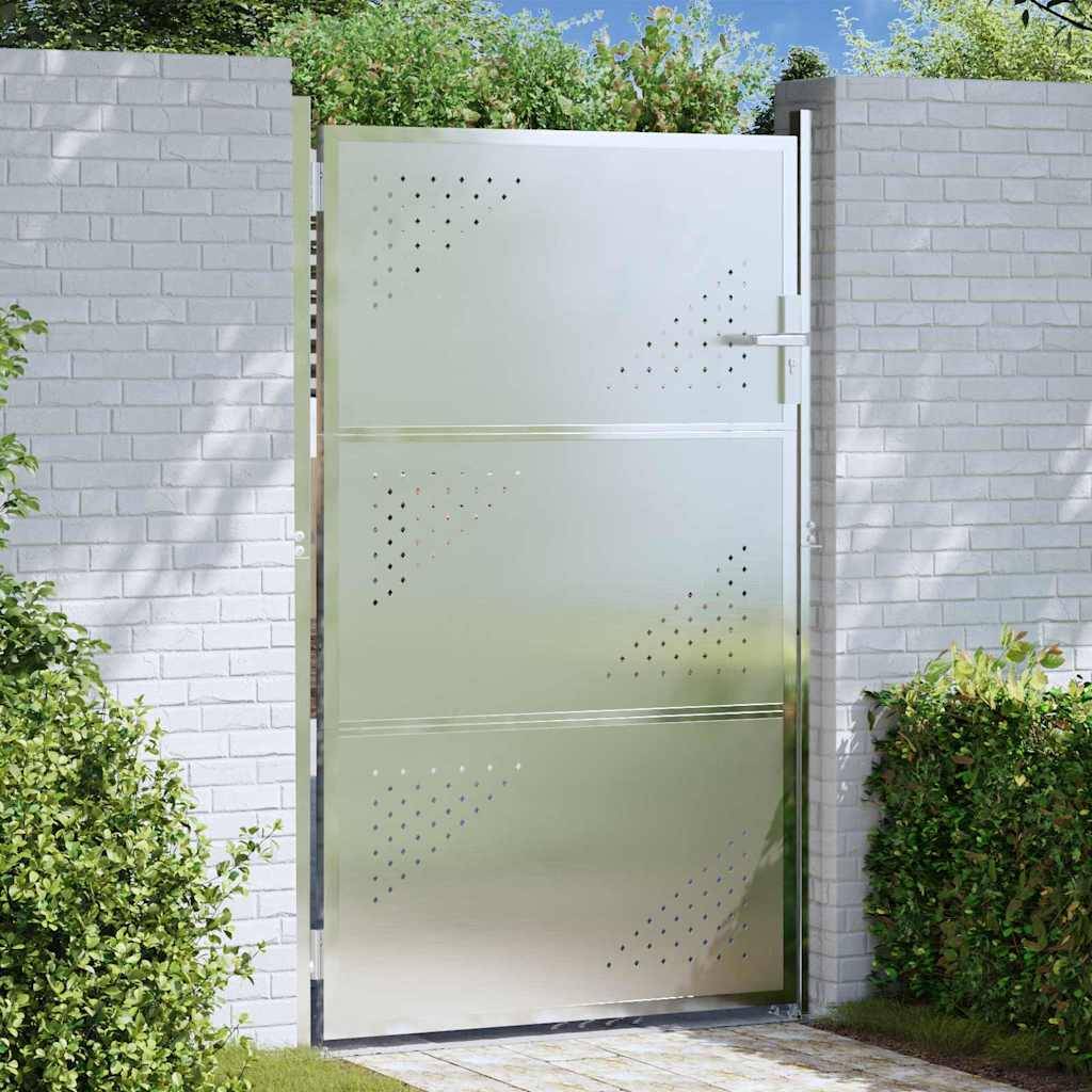 vidaXL Gartentor mit Schloss Silber 85 x 144 cm Edelstahl