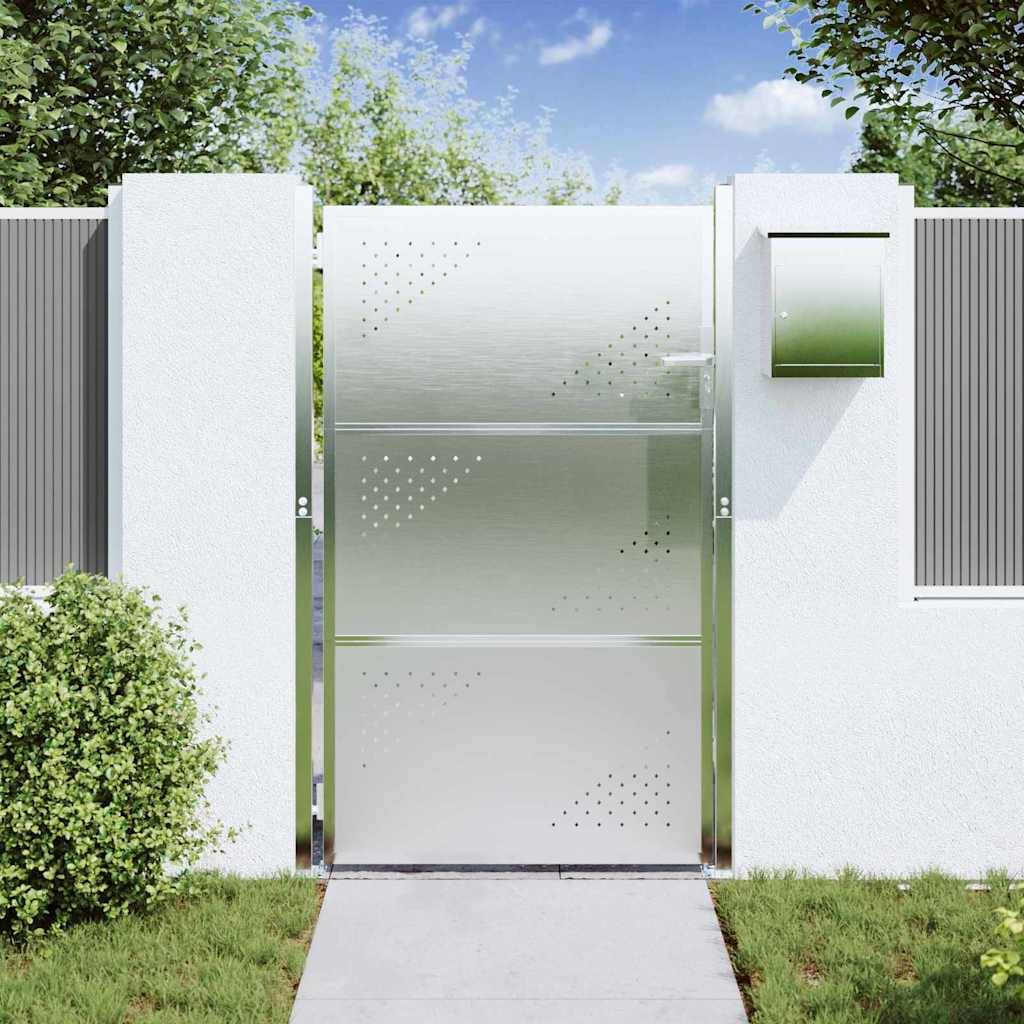 vidaXL Gartentor mit Schloss Silber 85 x 144 cm Edelstahl