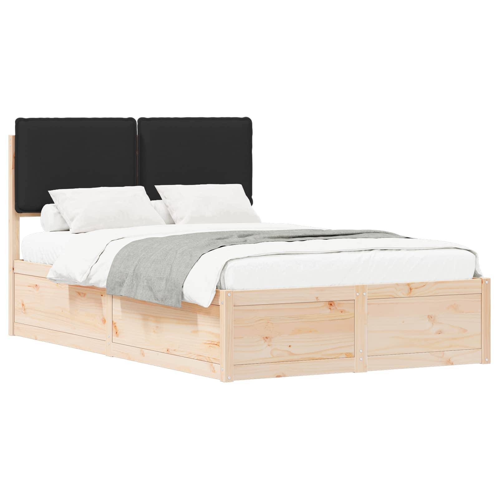 vidaXL Bettgestell mit gepolstertem Kopfteil Schwarz 120 x 190 cm