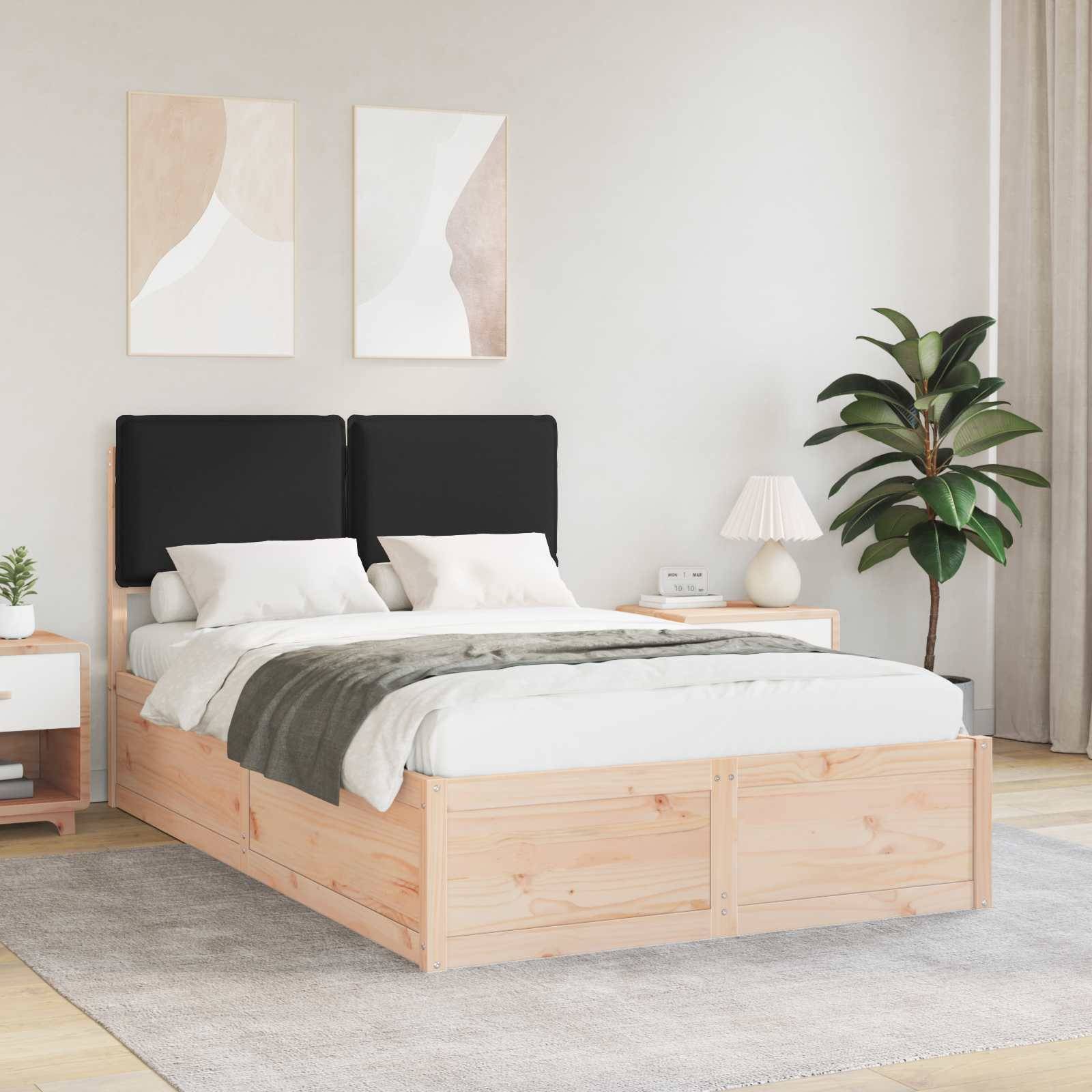 vidaXL Bettgestell mit gepolstertem Kopfteil Schwarz 120 x 190 cm