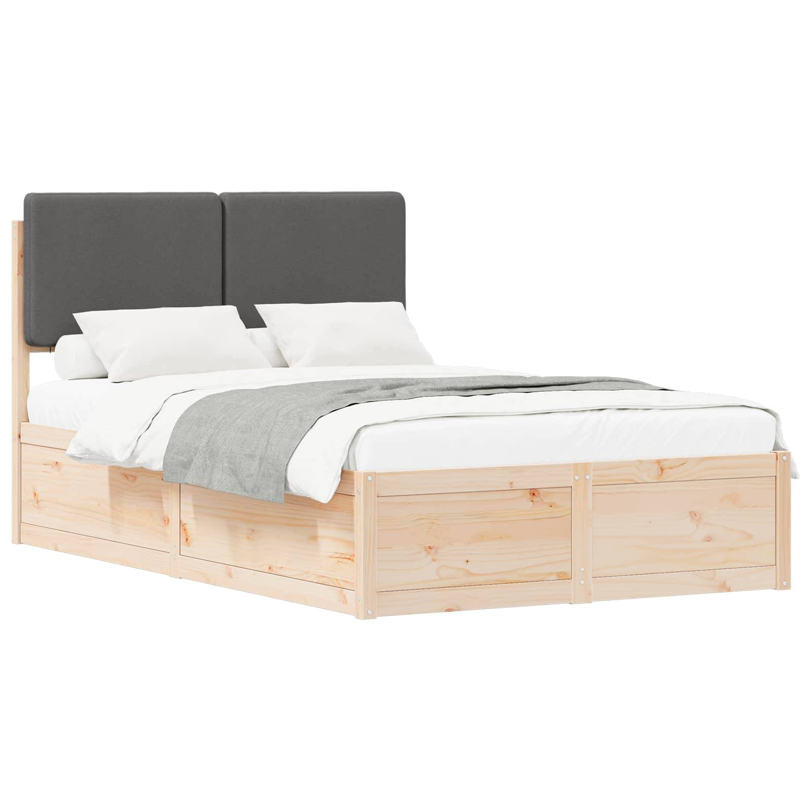 vidaXL Bettgestell mit gepolstertem Kopfteil Dunkelgrau 120 x 190 cm